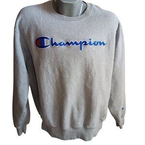 Vintage Men's Sweatshirt Large Champion Reverse Weave Spellout Embroidered Logo